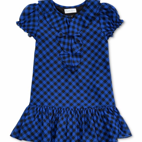 Polo Ralph Lauren Baby Girls Checked Dress Navy/Blue and Bottom